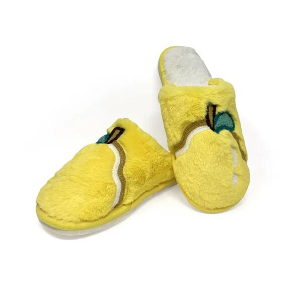 NWT Plush Pear Fruit Fuzzy Slippers - Picture 2 of 7